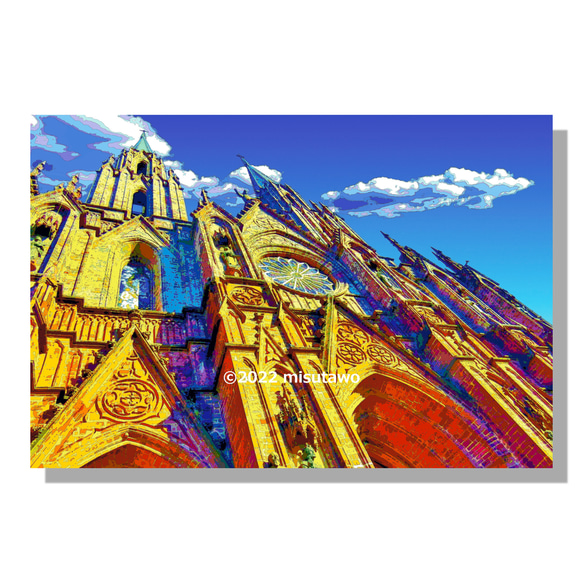 【選べる3枚組ポストカード】メキシコ サモラ・デ・イダルゴの教会【作品No.397】 1枚目の画像