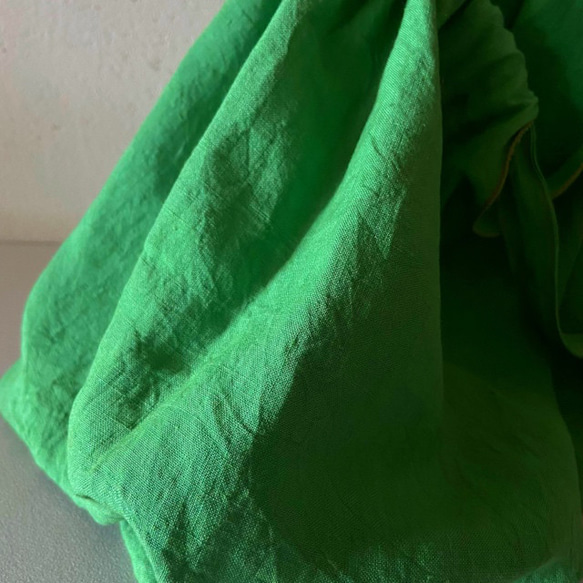 European linen bag (apple green) 12枚目の画像
