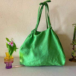 European linen bag (apple green) 4枚目の画像