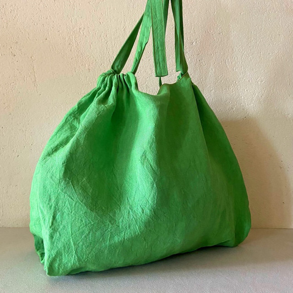 European linen bag (apple green) 5枚目の画像