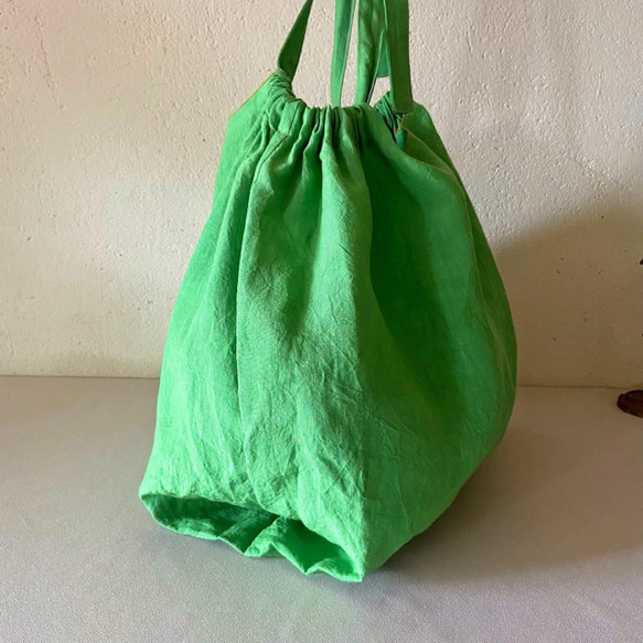 European linen bag (apple green) 3枚目の画像