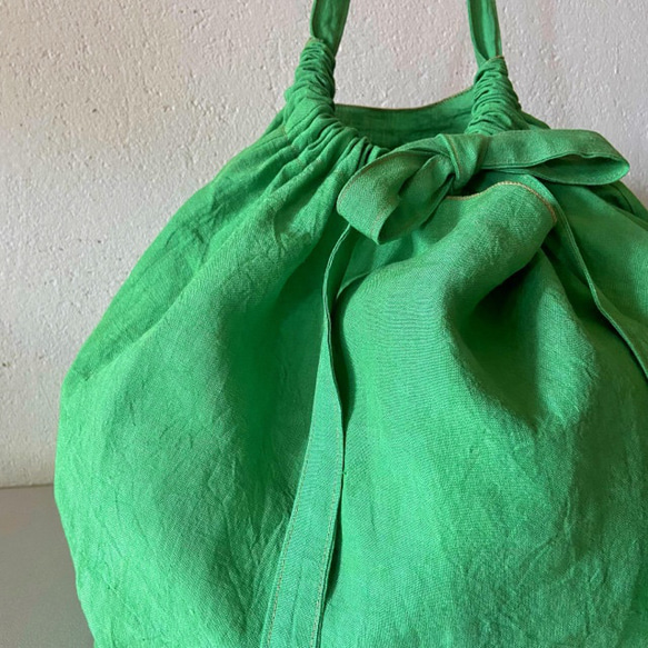 European linen bag (apple green) 7枚目の画像