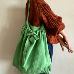 European linen bag (apple green) 13枚目の画像