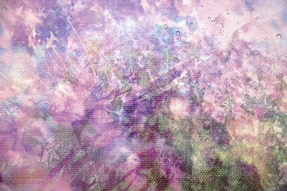 「春の野原」Ａ５サイズ　キャンバスプリント　アート　インテリア　春　ピンク　野原　自然　癒し　光　透明感　ペールカラー 4枚目の画像