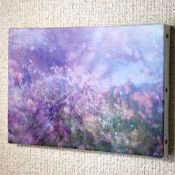 「春の野原」Ａ５サイズ　キャンバスプリント　アート　インテリア　春　ピンク　野原　自然　癒し　光　透明感　ペールカラー 6枚目の画像