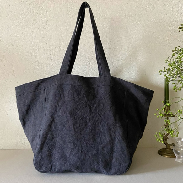canvas linen bag (navy black) 5枚目の画像