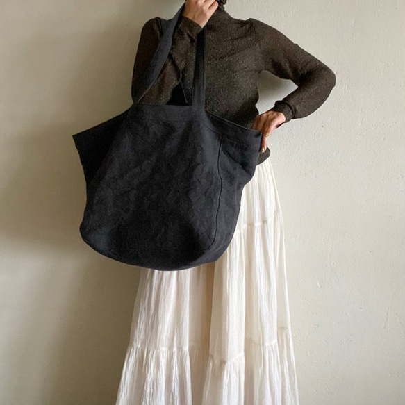 canvas linen bag (navy black) 13枚目の画像