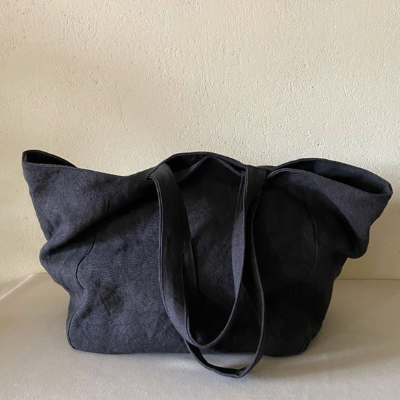 canvas linen bag (navy black) 4枚目の画像