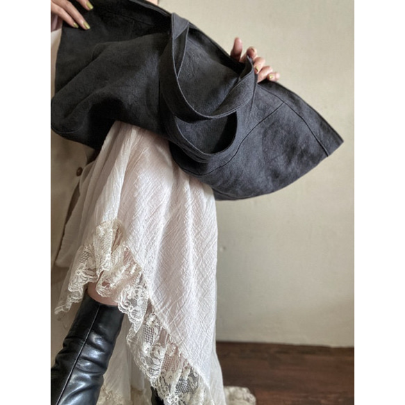 canvas linen bag (navy black) 1枚目の画像