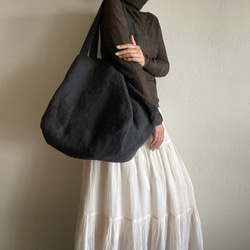 canvas linen bag (navy black) 12枚目の画像