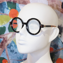 まん丸レトロメガネフレーム｜ブラック｜老眼鏡、だてメガネ、近視用、乱視用、サングラスに 4枚目の画像