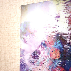 「雨の帰り道」Ａ５サイズ　キャンバスプリント　アート　インテリア　水たまり　雨　光　しずく　自然　コンパクト　ナチュラル 4枚目の画像