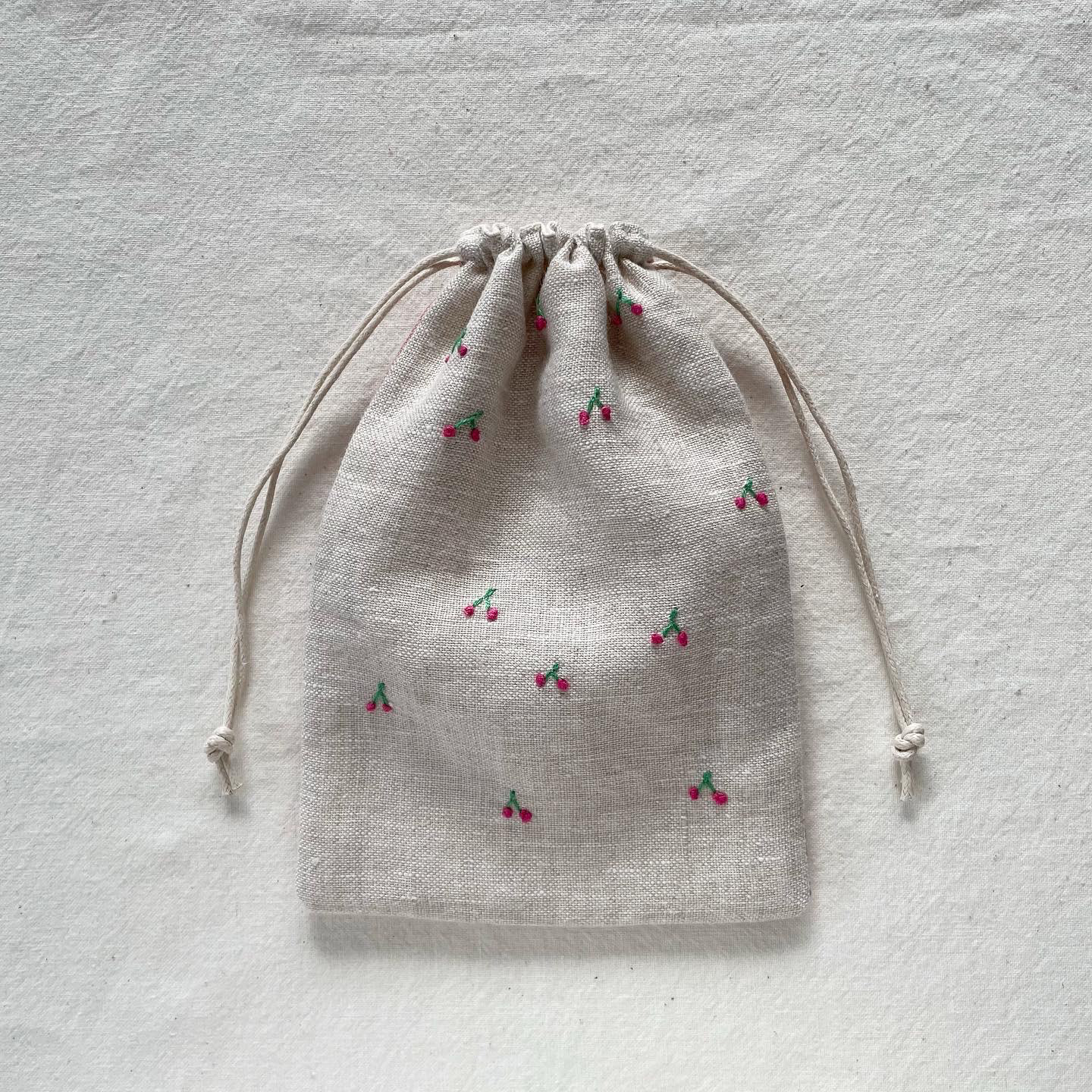 ハンドメイド♡さくらんぼ巾着 かぎ針編み】さくらんぼの巾着ポーチ🍒/How to make a cherry