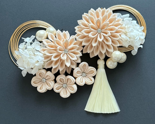受注制作》つまみ細工 髪飾り 結婚式 成人式 卒業式 七五三 生成