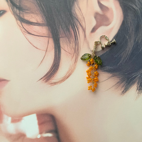 送料無料）MARIページ 揺れる金木犀イヤリング＋バレッタ2点 送料無料
