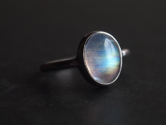 レインボームーンストーン シルバーリング silver925 7.5号 一点もの