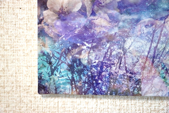 「優しい夜風」Ａ５サイズ　キャンパスプリント　アート　インテリア　コンパクト　風　花　月　癒し　ペールカラー　植物 5枚目の画像