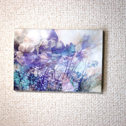 「優しい夜風」Ａ５サイズ　キャンパスプリント　アート　インテリア　コンパクト　風　花　月　癒し　ペールカラー　植物 6枚目の画像