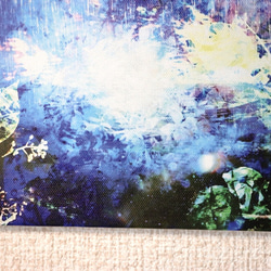 「雨と滝つぼ」Ａ５サイズ　キャンパスプリント　アート　コンパクト　青　雨　滝　滝つぼ　ブルー　自然　神秘的　インテリア 4枚目の画像