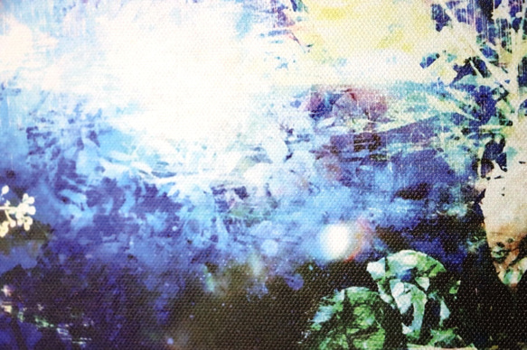 「雨と滝つぼ」Ａ５サイズ　キャンパスプリント　アート　コンパクト　青　雨　滝　滝つぼ　ブルー　自然　神秘的　インテリア 7枚目の画像