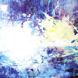 「雨と滝つぼ」Ａ５サイズ　キャンパスプリント　アート　コンパクト　青　雨　滝　滝つぼ　ブルー　自然　神秘的　インテリア 5枚目の画像