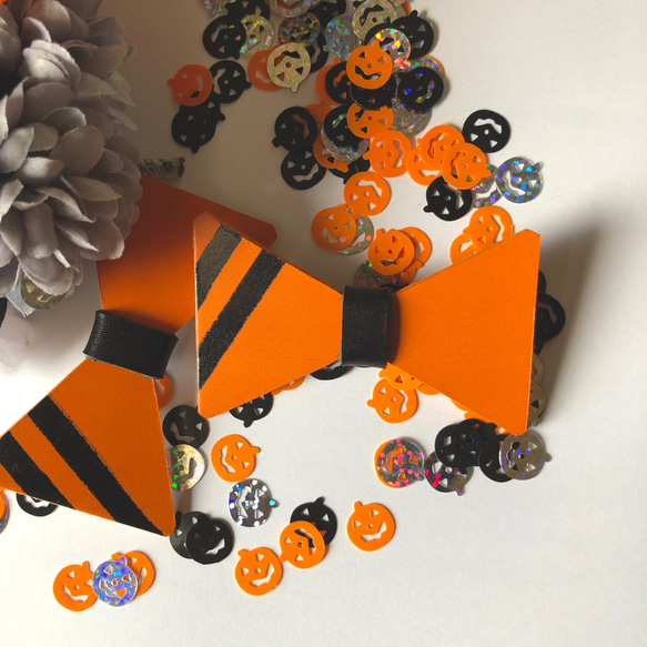 ハロウィンかぼちゃ色のレザーブローチ~さりげなくハロウィン 3枚目の画像