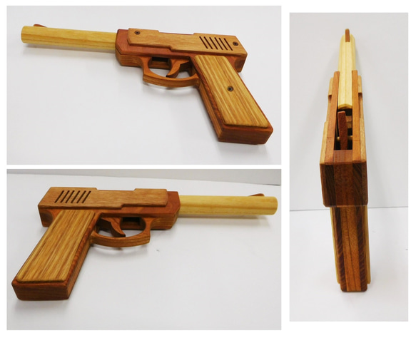 木製　鉄砲　ナチュラルカラー　輪ゴム　インテリア　木のおもちゃ 2枚目の画像