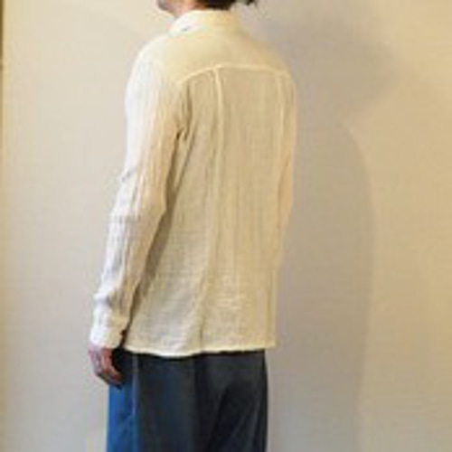 ダブルガーゼ シャツ メンズ 長袖 無地 コットン ガーゼ 柔らかい 綿