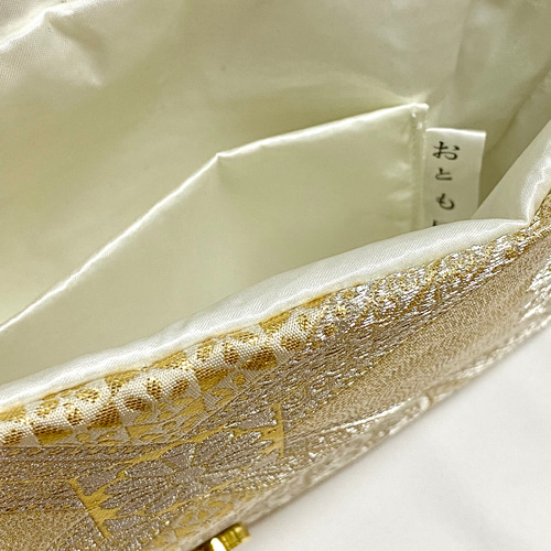 西陣織 絹帯 2way クラッチバッグ 一点もの ゴールド パーティー