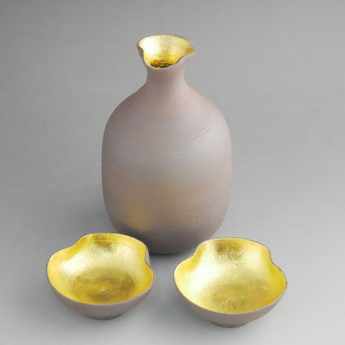 ◇商品番号 12772 南蛮金箔瓢型酒器セット 直山 おちょこ