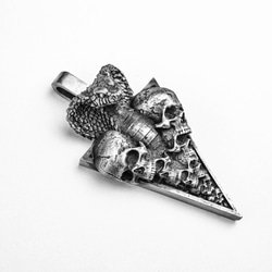 千面髑髏ペンダント 逆三角形シルバー飾り 蛇精真鍮ペンダント 生贄トーテムシルバーペンダント- 手作り 6枚目の画像