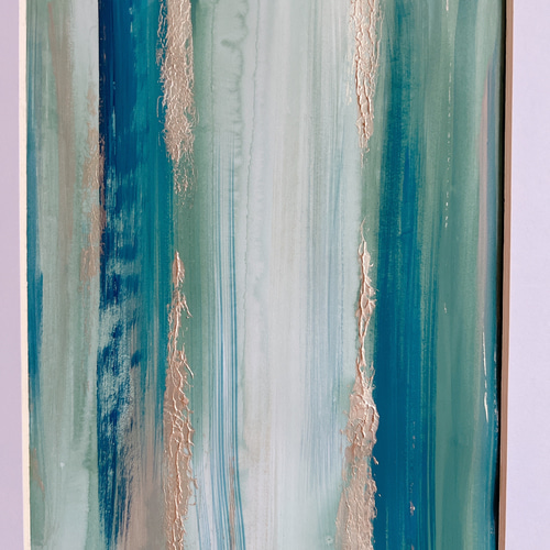 BAMBOO 緑 癒し 作品 アート 抽象画 絵画 額縁 ゴールド 緑 グリーン