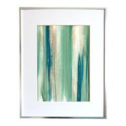 BAMBOO 緑 癒し 作品 アート 抽象画 絵画 額縁 ゴールド 緑 グリーン