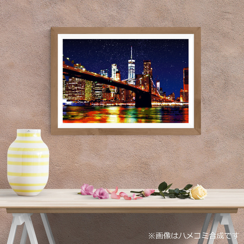アートポスター】ニューヨーク 夜のブルックリン橋（作品No.400） 写真