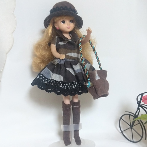迷彩柄B/リカちゃん着せ替え服etcの4点セット/ハンドメイド その他人形 