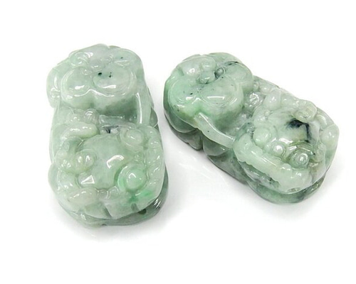 天然石　翡翠　獅子　 置物 翡翠？阿吽の獅子像 天然石？ 翡翠？阿吽の獅子像 天然石？ 楽天
