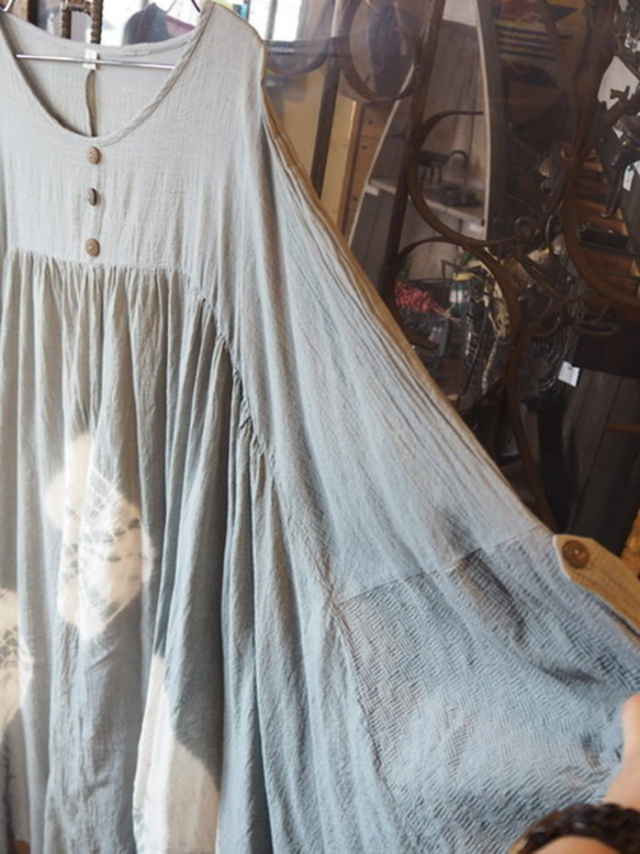 【SALE】絞り染めチュニック ポンチョ コットン100 100 Dyed Tunic Cotton　one－piec 16枚目の画像