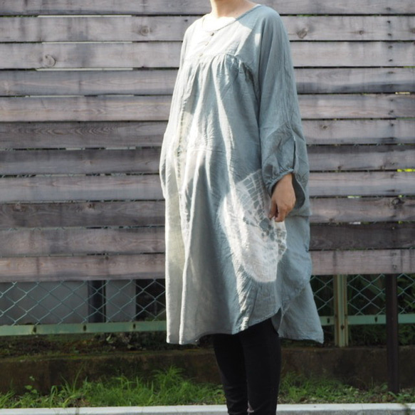 【SALE】絞り染めチュニック ポンチョ コットン100 100 Dyed Tunic Cotton　one－piec 9枚目の画像