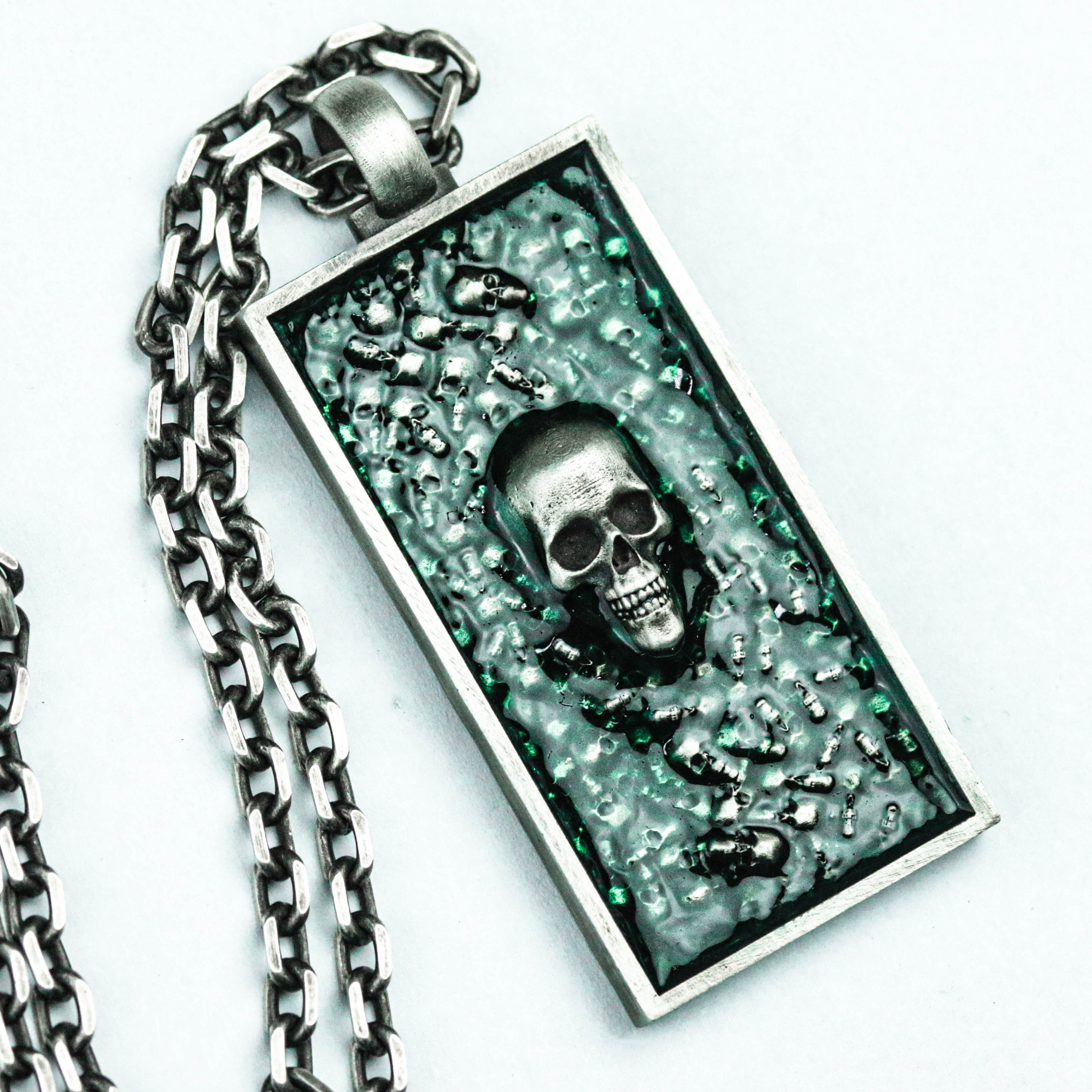 925 スターリングシルバー スカル ペンダント, 千面スカル ペンダント, 創造的なジュエリーをいっぱい, 密なスカル