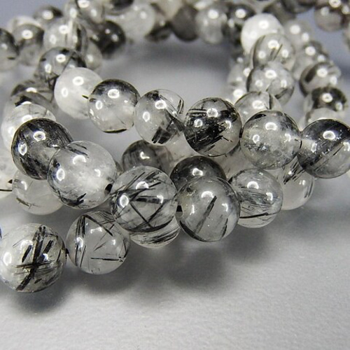 タイチンブラックルチルクォーツ約7mm強ブレスレット天然石