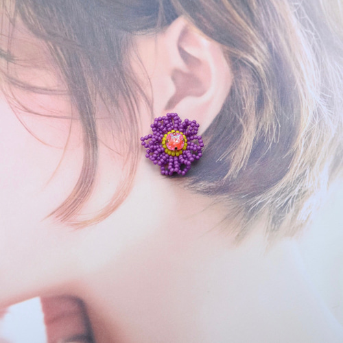 ♡ハンドメイド♡ビジューピアスイヤリング№751アメジスト アイスブルー クリスタル ビジュー ピアス イヤリング ［ 結婚式
