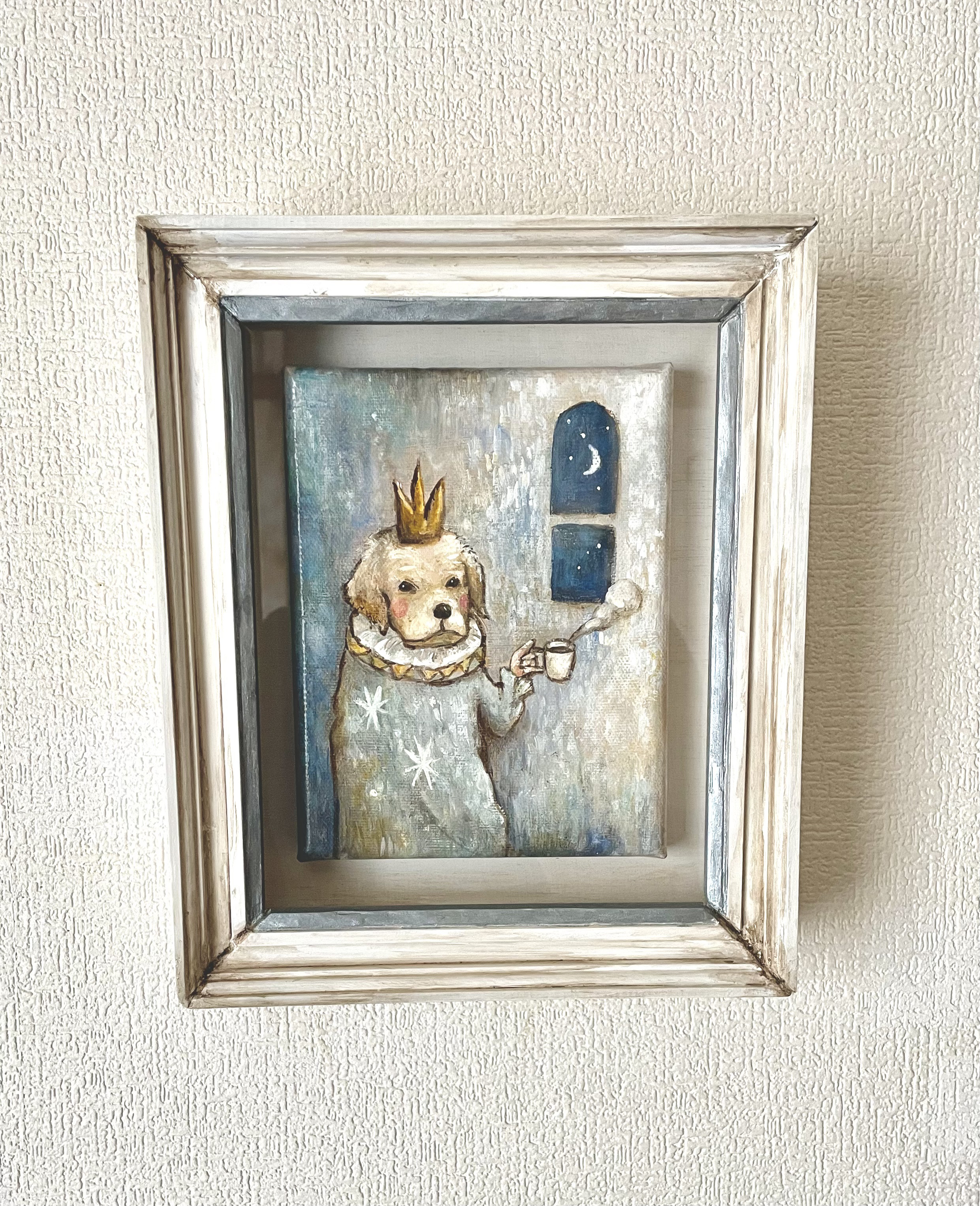 絵画 。壁掛け絵原画【女性の主人が花瓶を片付ける時に遊んで