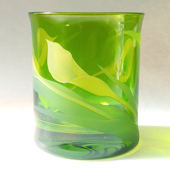 「カラー｣　グリーン　ロックグラス　サンドブラスト 7枚目の画像