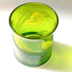 「カラー｣　グリーン　ロックグラス　サンドブラスト 10枚目の画像