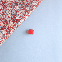 スクエアボタンの赤い帯留め（レッド）◆アンティークボタンの帯飾り◆着物アクセサリー◆和小物 12枚目の画像