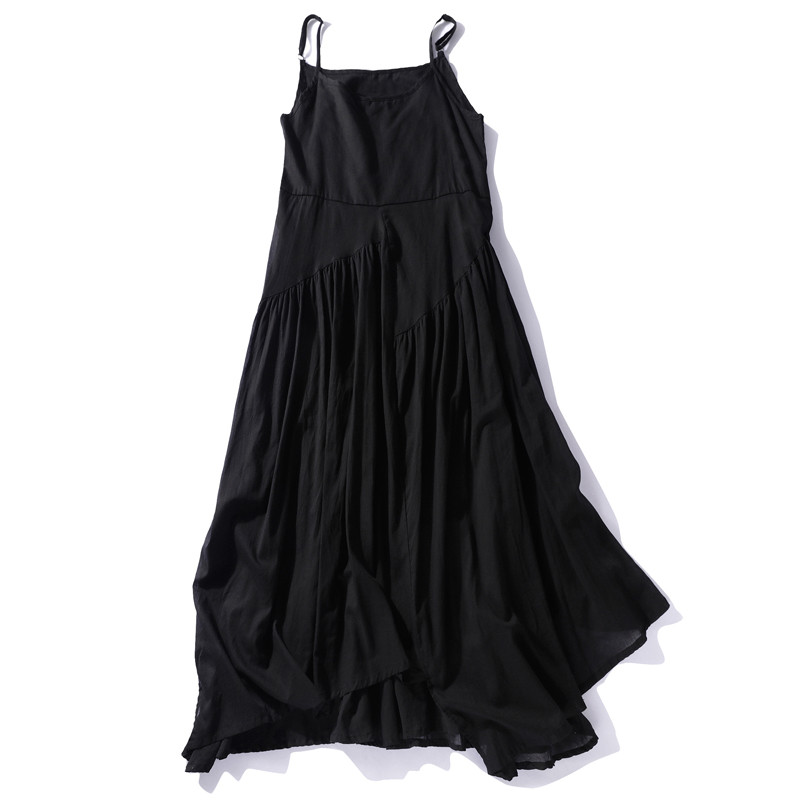 キャミソール　ノースリーブワンピース　コットン　ブラック＃L065BL