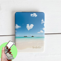 折りたたみコンパクトミラー ハワイの海 ラニカイビーチ 拡大鏡 手鏡