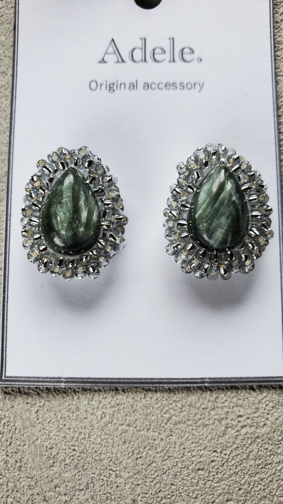 《人気No.1》天然石セラフィナイトのピアス＆イヤリング 2枚目の画像