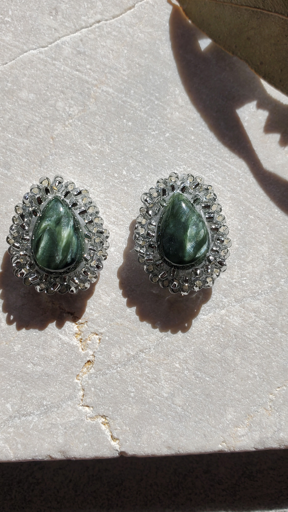 《人気No.1》天然石セラフィナイトのピアス＆イヤリング 5枚目の画像