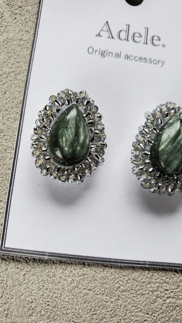 《人気No.1》天然石セラフィナイトのピアス＆イヤリング 4枚目の画像